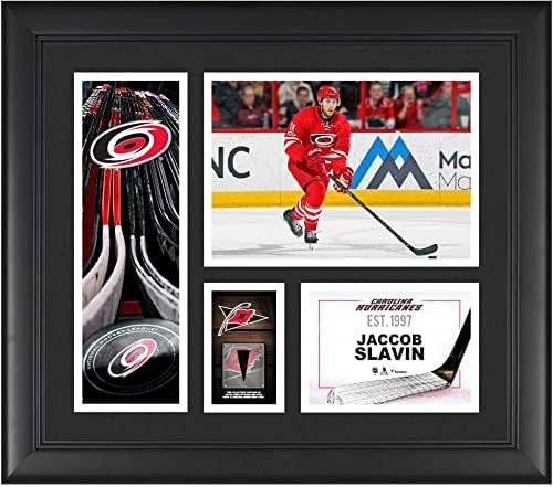 Jaccob Slavin Carolina uragani uokvireni 15 x 17 igrača kolaža s komadom pucanja koji se koristi u igri - NHL plaketi i kolaže