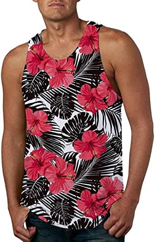 DGOOPD muške mišićne košulje tenk vrhovi plaža tropska cvjetna spremnika na rukavima bez rukava 3d grafičke majice ljetne suhe košulje