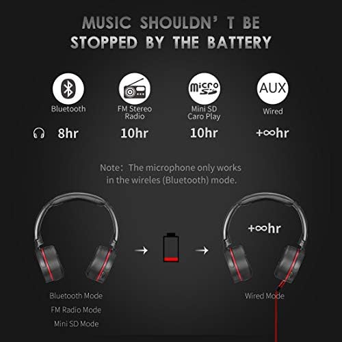 Bluetooth bežične slušalice Over-Ear FM Stereo radio slušalice Micro SD kartica MP3 player ugrađena litij baterija i mikrofon za PC/mobitel/putovanja/rad