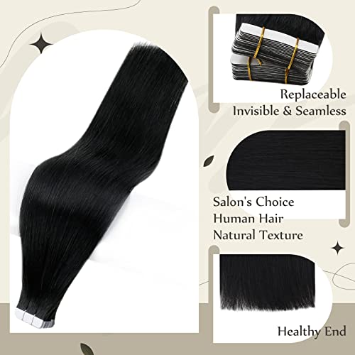 Puni sjaj 2 pakiranja ukupno 80 g 10-inčne crne trake za produženje kose br ljudska kosa + patka kosa za produženje prave ljudske kose