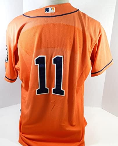 2013-19 Houston Astros 11 Igra Korištena narančastog Jersey imena Uklonjena 48 dp23883 - igra korištena MLB dresova