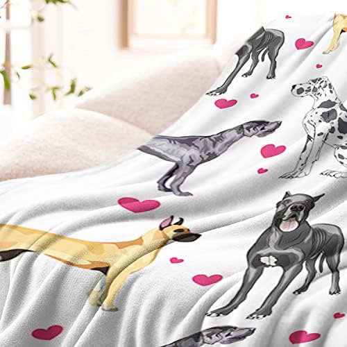 TopTree Great Dane Dog pokrivač Red Hearts PET print Print Flanel Fleece pokrivač životinja Darovi za kućne ljubimce za ljubitelje