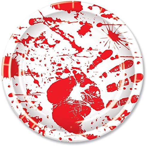 Beistle Halloween Dekoracija Krvavih ploča za otiske ruku, crvena / bijela 9 - Pakovanje od 8