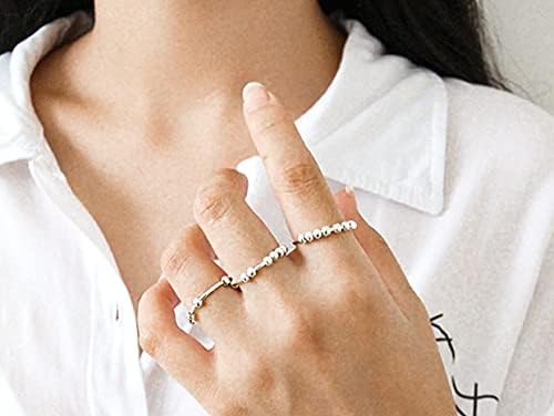 925 Sterling Silver Anti Anksiozni prsten za žene muškarci fidget prstenovi za anksiozni prsten za anksioznost s perlicama vrti prsten