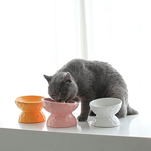 Podignuta zdjela za mačke, nagnute podignute zdjele za hranu za mačke za kućne mačke, keramičke neklizajuće zdjele za hranu i vodu