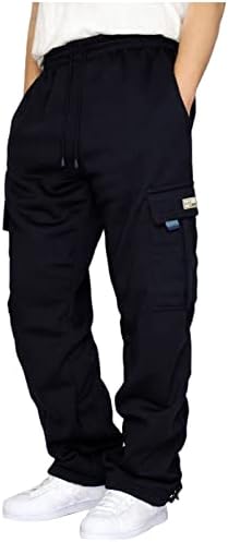 Muške teretne hlače od flisa u teškoj kategoriji s elastičnim strukom, planinarske hlače, široke muške teretne hlače