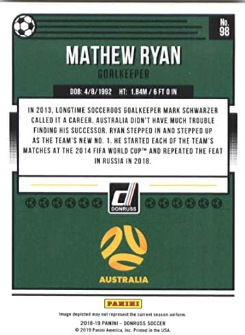 2018-19 Donruss 98 Mathew Ryan Australia nogometna trgovačka karta