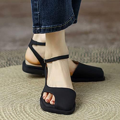 Zhishiliuman sandala za žene casual otvoreni nožni nožni stanovi udobnost luka podržavaju remen s remenom svestranim do odjeće za obuću