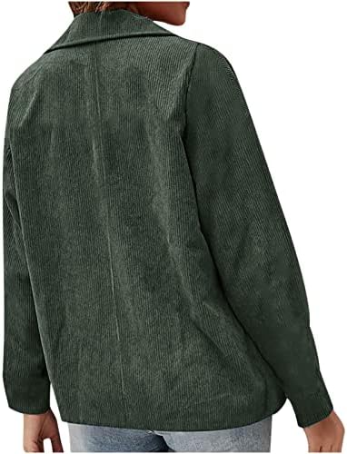 Žene Corduroy Blazer Jackets Moda obična dvostruka grudi zimska jesen Y2K poslovni uredski posao ošišana jakna