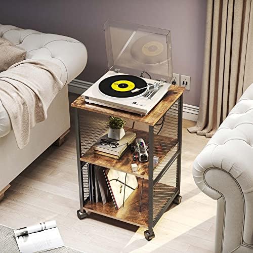 Stol za pohranu vinilnih ploča BBC, 3-slojni stalak za gramofone s 3 pregrade za brzo otpuštanje, modni ormar za pohranu vinilnih ploča
