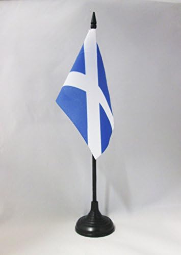 AZ zastava Škotska tablica zastava 4 '' x 6 '' - škotska stolna zastava 15 x 10 cm - crni plastični štap i baza