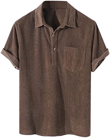 Ljetne muške košulje muške ležerne corduroy majice bluza solidna majica majice kratkih rukava za muškarce za muškarce