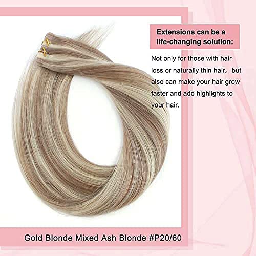 Traka za produženje kose plavuša ističe kosu Remi ljudska kosa profesionalna lijepa boja zlatna plavuša s pepeljastom plavušom