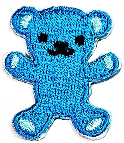 Salvete Plus 2kom. Mini medvjed crtani plavi flaster s vezenim životinjskim željezom na znački šivajte flaster na odjeći vez aplikacija