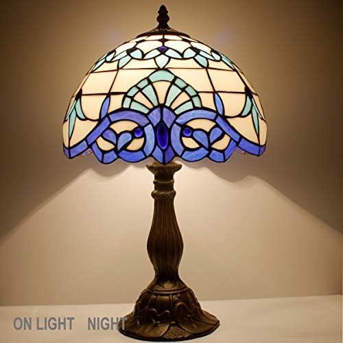 Stolna svjetiljka u baroknoj tamnoplavoj boji s vitražom Stolna noćna svjetiljka za čitanje 12.12.18 inča dekor spavaća soba dnevni