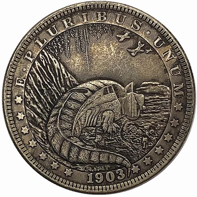 1903 lutajući novčić krokodilski automobil starinski Bakar staro srebro Kolekcionarski prigodni novčić bakreni srebrni novčić medalja