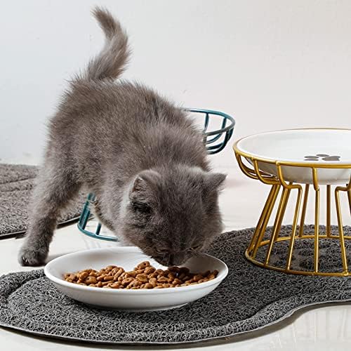Povišene zdjele za hranu za mačke, elegantna keramička zdjela za pse s čvrstim željeznim postoljem-povišena hrana za ugodan obrok i