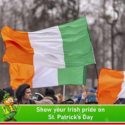 Eugenys irska Irska zastava 3x5 stopa - Uključen besplatan irski flaster - svijetle živopisne boje, izdržljivi mesingani grom, dvostruko