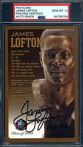 James Lofton mint 10-inčni dragulj s DNK potpisanim hofovim brončanim poprsjem, razglednica s autogramom-izrezani potpisi NFL-a
