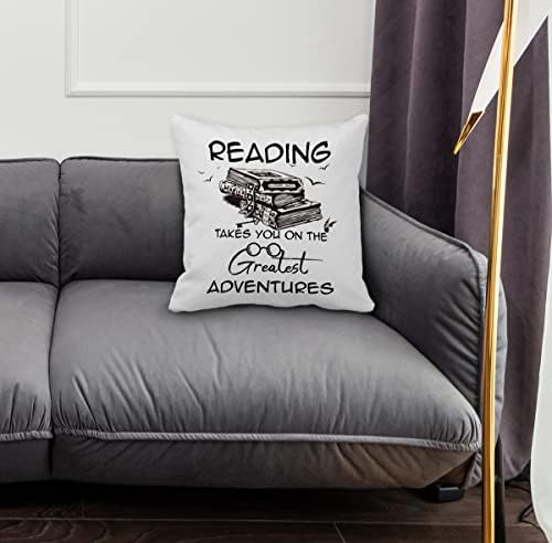 Knjiga tema 18 ″ × 18 ″ Čitanje vas vodi na najvećim avanturama ukrasni jastuk za bacanje jastuka za kućnu spavaću sobu za čitanje