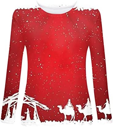 Ženske ružne božićne majice Smiješno slatko božićno drvce Djedajev jezgar snježna pahuljica print casual majica bluza bluza