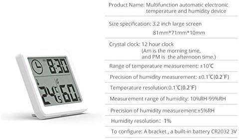 Višenamjenski termometar-higrometar, automatski elektronički monitor temperature i vlažnosti, sat s velikim LCD zaslonom dijagonale