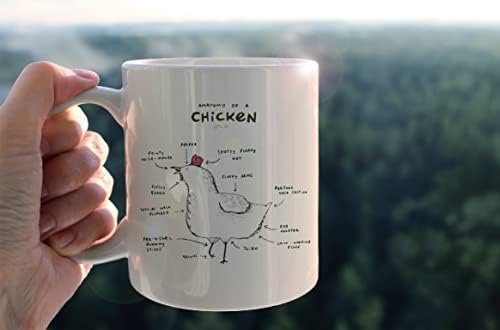 kunlisa smiješna šalica za piletinu iz crtića, keramička šalica Anatomija piletine-11 oz kava s mlijekom, šalica za čaj, pokloni za