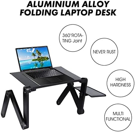 Trexd podesivi prijenosni aluminijski laptop stol za ergonomski TV krevet računala PC stol stol za prijenosni stol stol stol stol s
