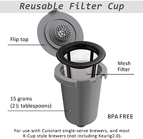 Filter šalica za višekratnu upotrebu za Cuisinart, siva