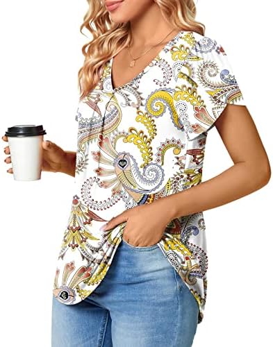 Ženski vrhovi s laticama s kratkim rukavima s kratkim rukavima Slatke ljetne ležerne majice labave bluze
