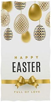 Naanle Happy Uskrs Viseće Zlatno jaje Ukrašen luk na bijeloj mekanoj ručnici ručnika za upijajuću ručniku višenamjenski za hotelsku