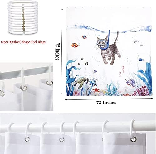 Smiješna zavjesa za tuširanje teal plavi morski ocean vodootporna tkanina 72x72 inčni zavjese za tuširanje životinja za dekor zavjesa