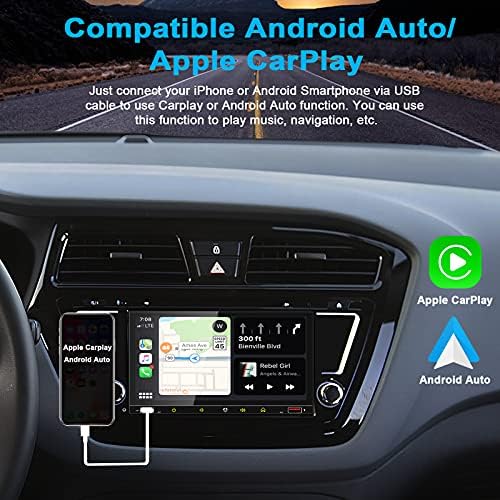 Dvostruki DIN automobil stereo za Apple CarPlay & Android Auto s glasovnom kontrolom .7 inčni kapacitivni HD zaslon osjetljiv na dodir