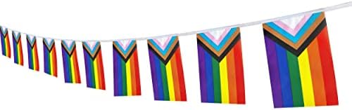 Napredak Rainbow Pride Flag, 100FEET/76PCS Rainbow Festival Decaration zastave zastave, zalihe zabave za ukrašavanje, dekoracija dugine