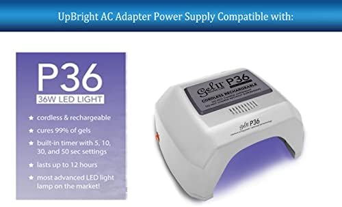 UPBright Novi Global 12V AC/DC adapter kompatibilan s gel II 2 manikura p36 bežična punjiva 36W LED lampica KK0726 12VDC kabel za napajanje