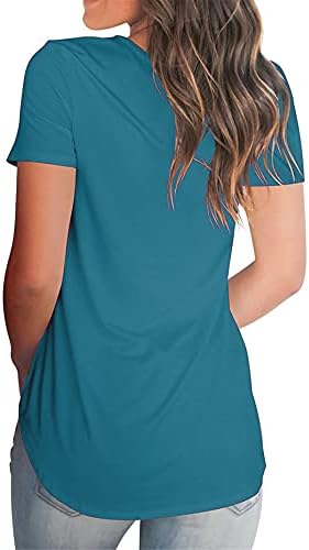 Majice za žensku čvrstu boju u Andongnywellu kratke rukave v vrat labavi ljetni ležerni tunični vrhovi bluza