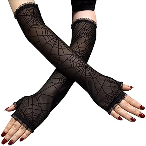 Duge rukavice bez prstiju za žene rukavice Net rukavice prst Prom pređa mreža Halloween Pola rukavica