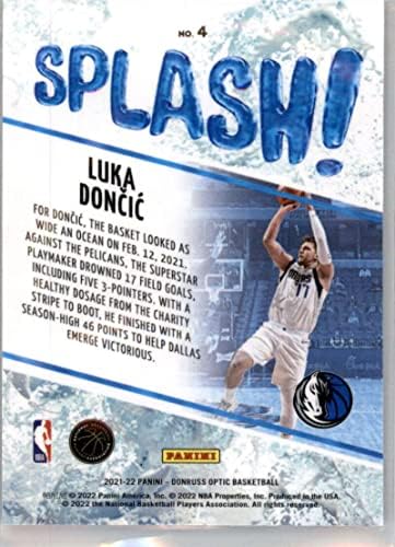 2021-22 Donruss Optic Splash 4 Luka Doncic Dallas Mavericks NBA košarkaška karta