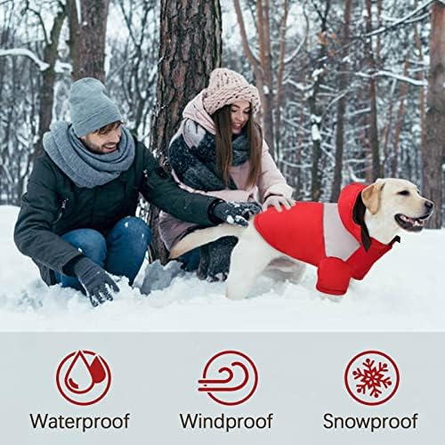 Kuser Pas Dog Zimski kaput s kapuljačom, vjetroem i snijegom, runa za kućne ljubimce, obložena toplom jaknom, reflektirajući štene