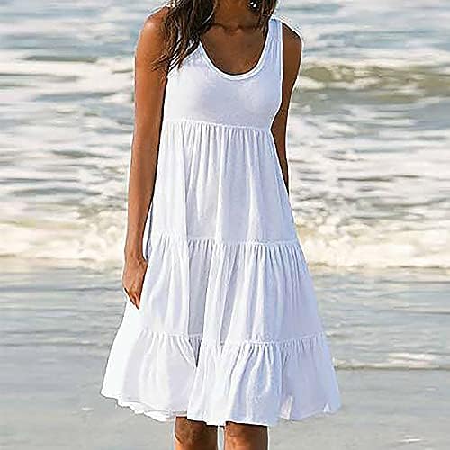 Ljetne haljine za žene 2023 modno odmor ljeto Solid Color bez rukava za zabavu na plaži proljetne haljine Sundress