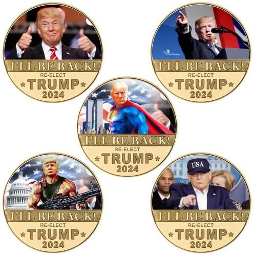 5pcs Set 2024. američki predsjednički Trump Izbori Zlatni dvojac Komemorativni novčići Coin Challenge Coins Kolekcionarski predmeti