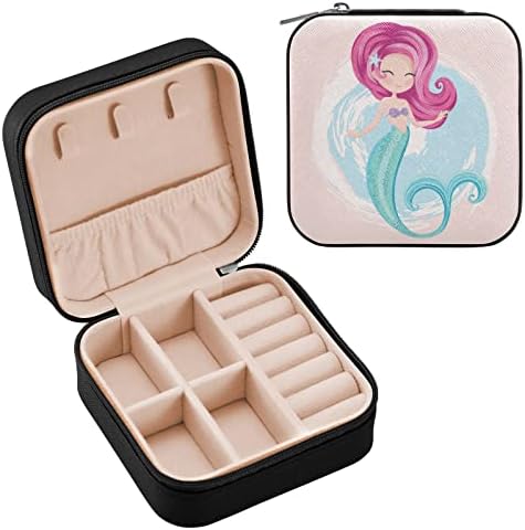 Xigua Mermaid Box za nakit za žene djevojke, PU kožna putopis Organizator Nakit prijenosni držač za skladištenje nakita za naušnice