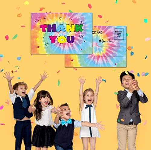 Rođendan hvala razglednice, akvarelni kravata boja Zahvaljujući kartice za dječje djevojčice Dječaci rođendanska zabava, zabava za