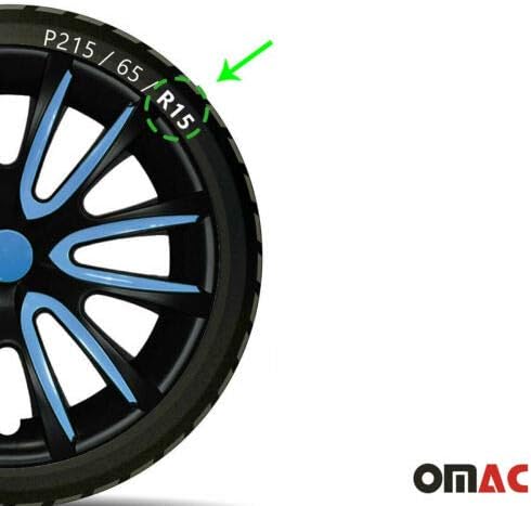 OMAC 15 -inčni hubcaps za Toyota Camry Matt Black and Blue 4 PCS. Poklopac naplataka na kotači