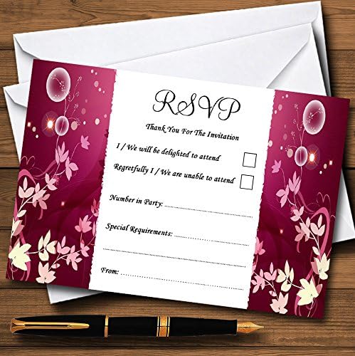Ljubičasto ružičasto srce i cvijeće personalizirane RSVP kartice