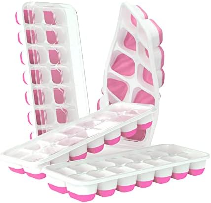 Ladice za kockice leda bucket, 4 pakiranja, lako uklonjive silikonske i fleksibilne ladice za kockice leda s 14 sjedala s uklonjivim
