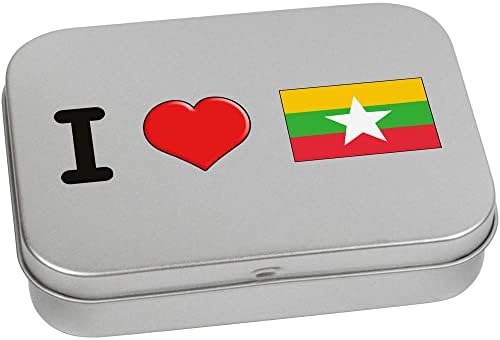 Azeeda 170mm 'volim mjanmar' metalne zglobne limenke/kutija za pohranu