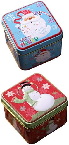 Upkoch Tinplate Square Candy kutije božićni dizajn poklon kutije za pohranu 2pcs