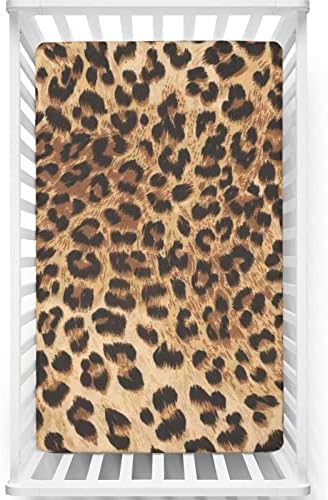 Leopard tisak s tematskim plahtama s mini krevetićima, prijenosni mini krevetići listovi mekani i prozračni posteljina -list madraca