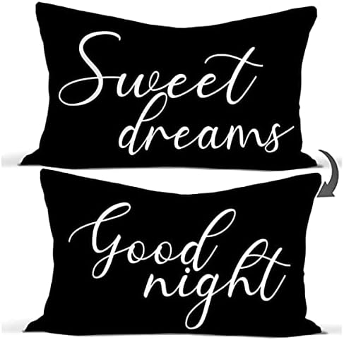 Figman slatki snovi laku noć bacaju jastučni jastuci ， 12x20 inča crni reverzibilni dom ukrasi jastučni jastuk pokrivača spavaća soba